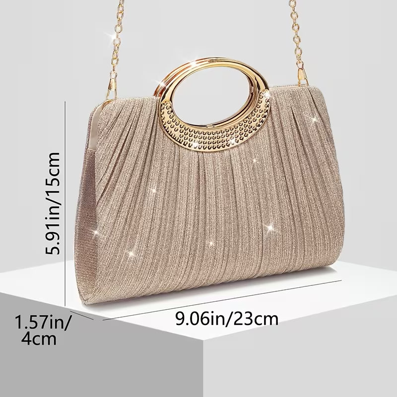 Lizzana - Bolso De Mano Plisado Con Anilla Redonda Brillante