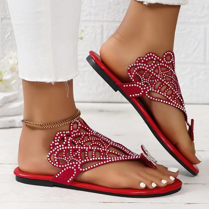 Rosalia - Elegante Sandalia de Piel Con Cubierta de Mariposa