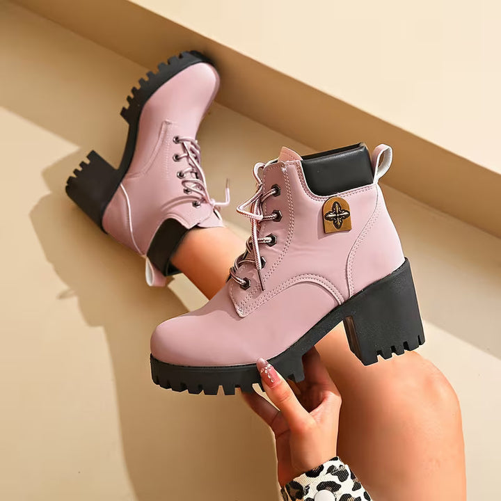 Donjeta - Botines Con Tacón Grueso y Cordones