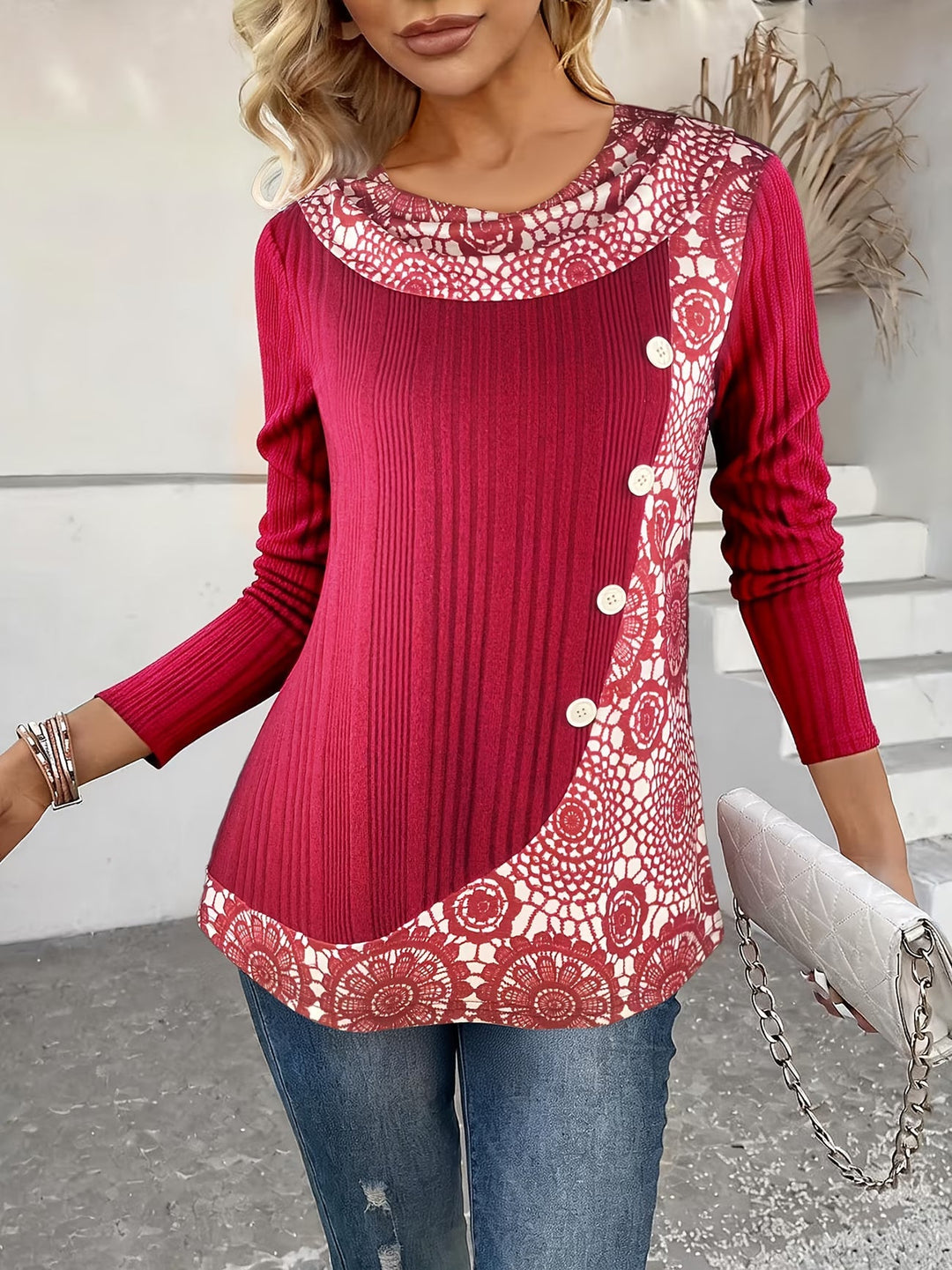 Lizeth - Camiseta De Manga Larga Y Cuello Redondo