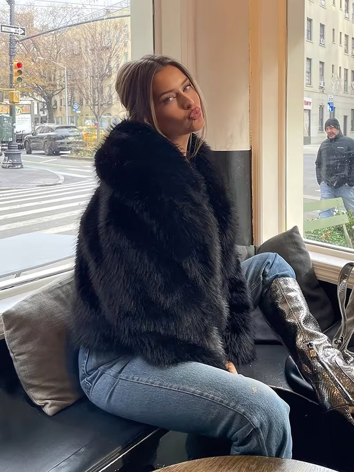 Jorida - Chaqueta Corta Oversize De Pelo Sintético Con Solapas