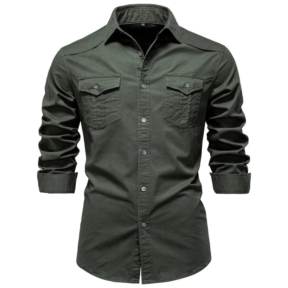 Sampath - Camisa de Algodón de Manga larga