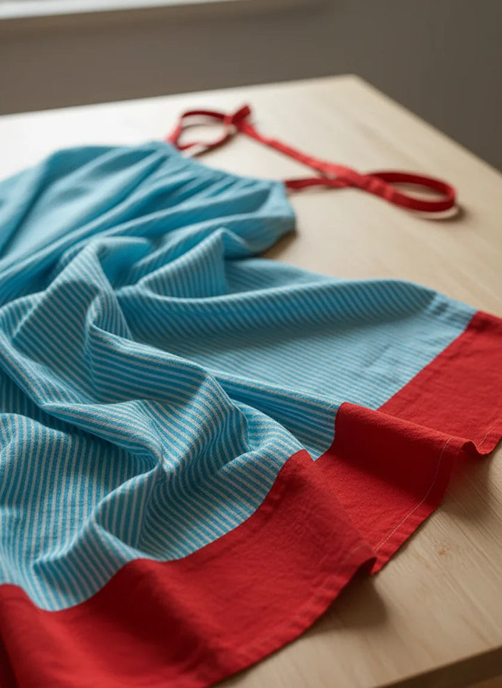 Sallina - Vestido Largo a Rayas Con Detalles En Rojo