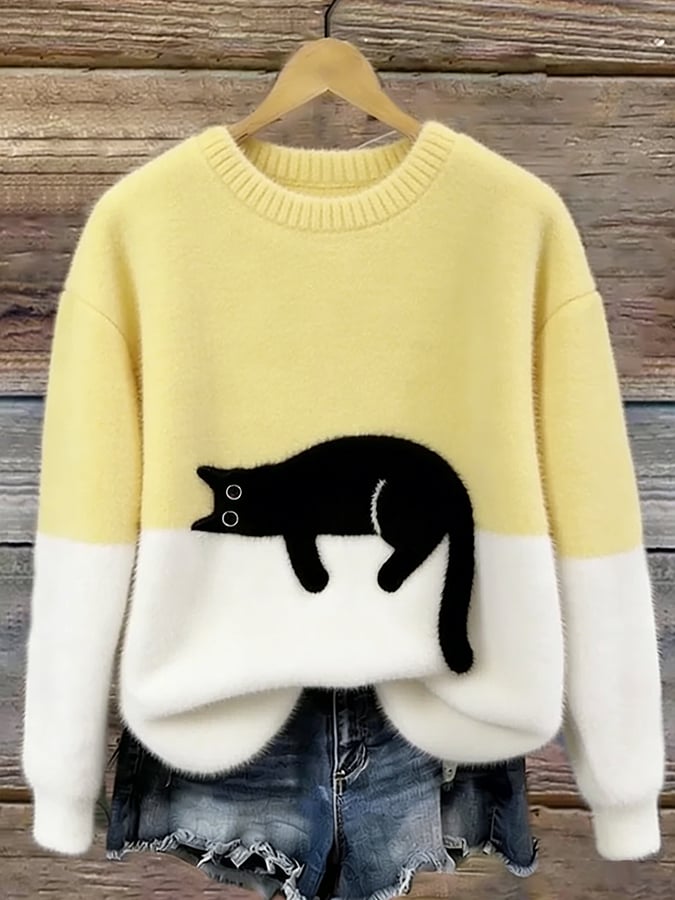 Aiste - Jersey Informal Con Estampado de Gato