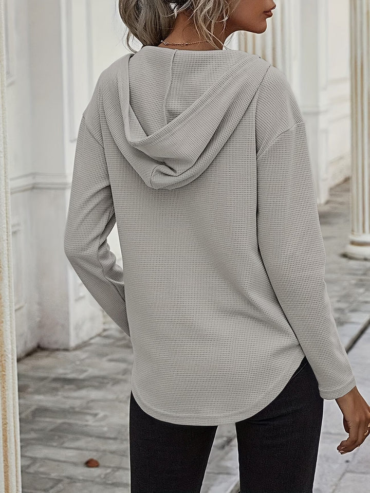 Seonie - Manga Larga Cuello en V Sudadera Con Capucha