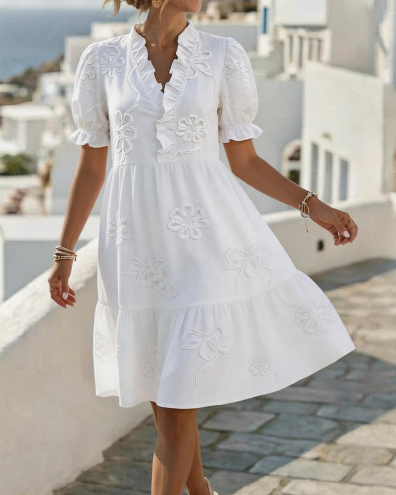 Nija - Vestido Con Cuello en V y Volantes