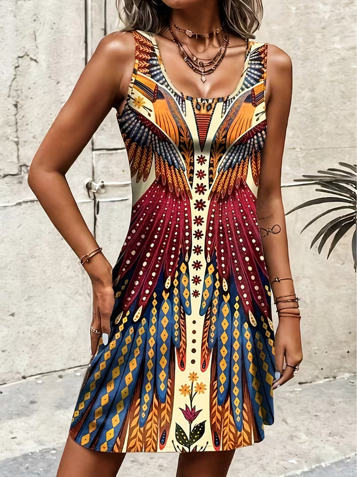 Sajila - Vestido De Verano De Corte en A Con Estampado Bohemio
