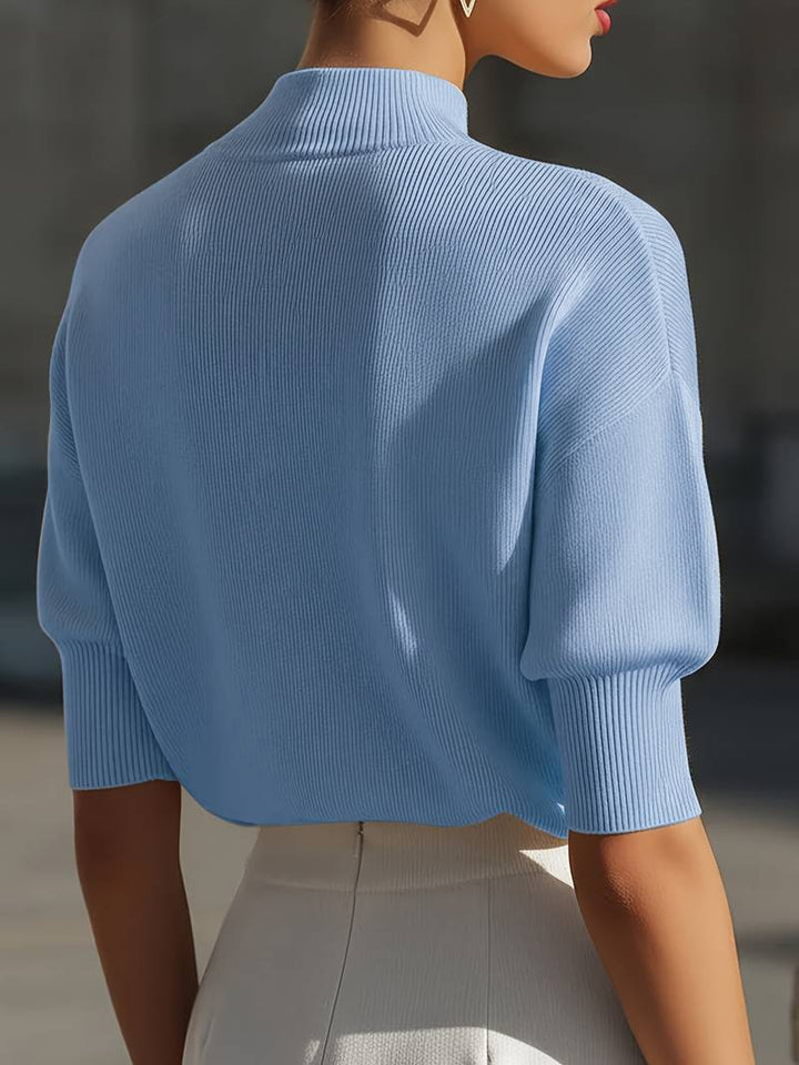 Jenni - Jersey De Manga Corta Con Cuello Alto Y Canalé