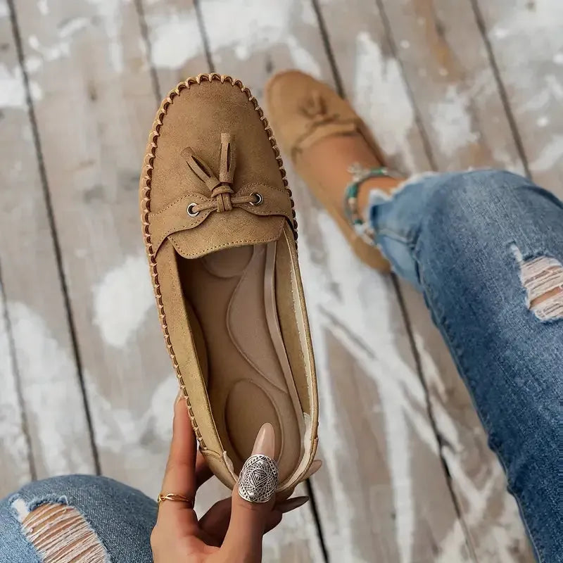 Patamon - Mocasines Cómodos Con Suaves Lazos De Estilo Vintage
