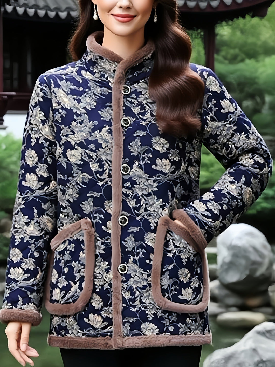 Mayte - Chaqueta De Invierno Con Estampado Floral Y Botones