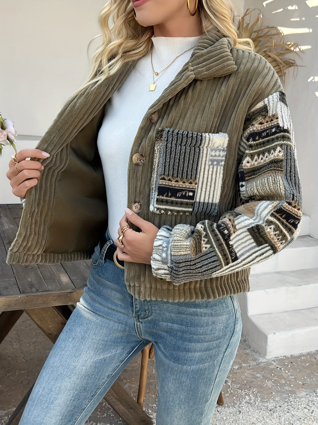 Rydia - Chaqueta De Manga Larga Con Solapas Y Botones