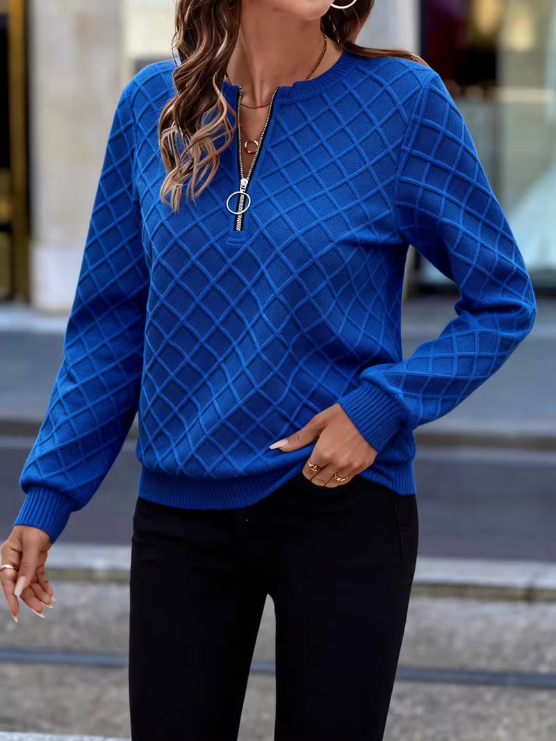 Juliet - Sudadera de Manga Larga Con Cuello de Cremallera y Textura