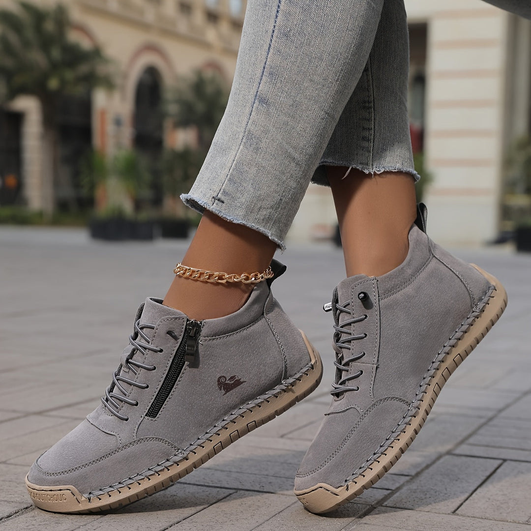 Schreiner - Zapatillas Deportivas con Cordones y Cremallera Con Costuras en Contraste