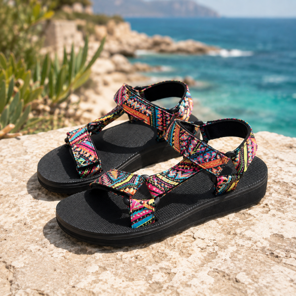 Maryane - Sandalias de Plataforma Con Velcro Estampadas