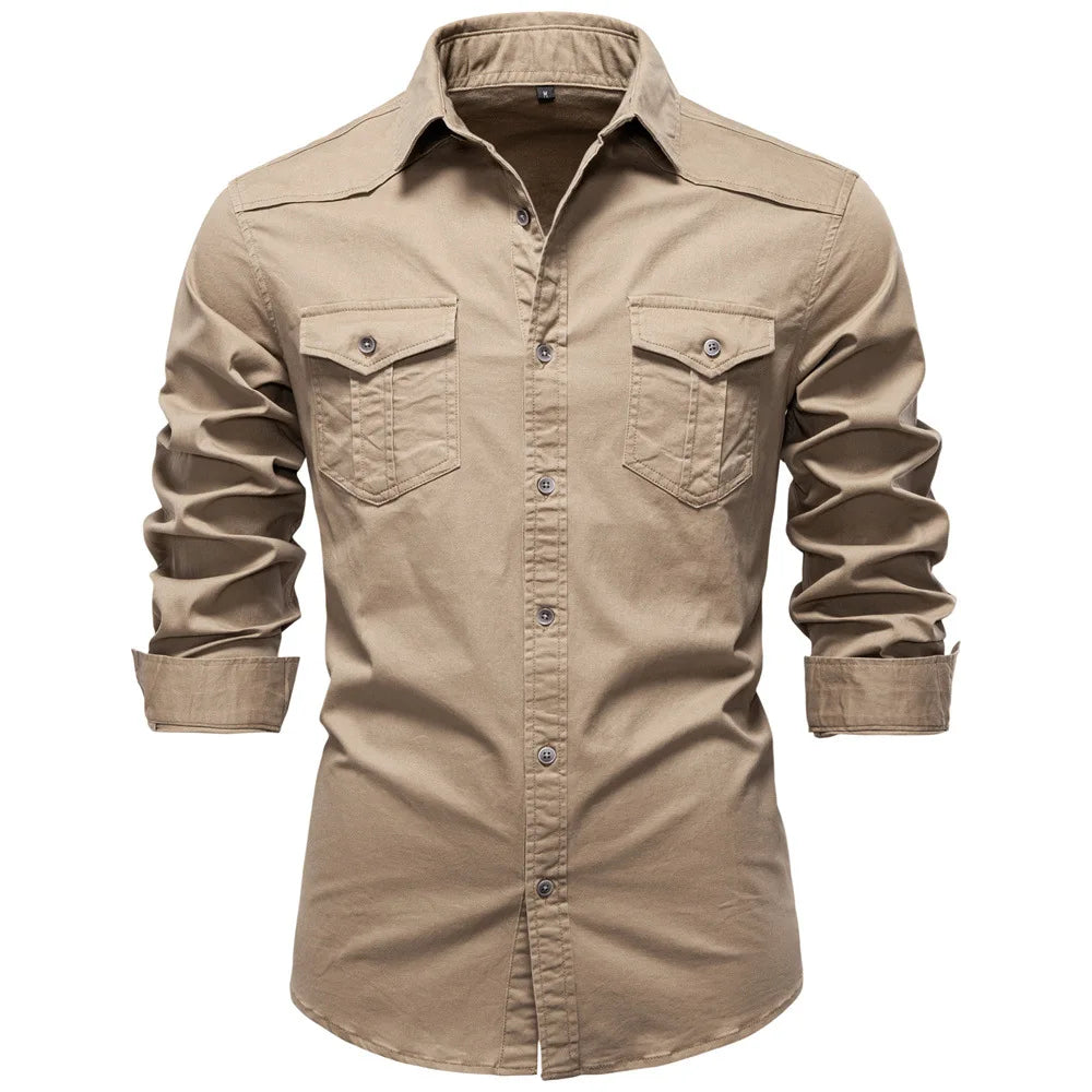 Sampath - Camisa de Algodón de Manga larga