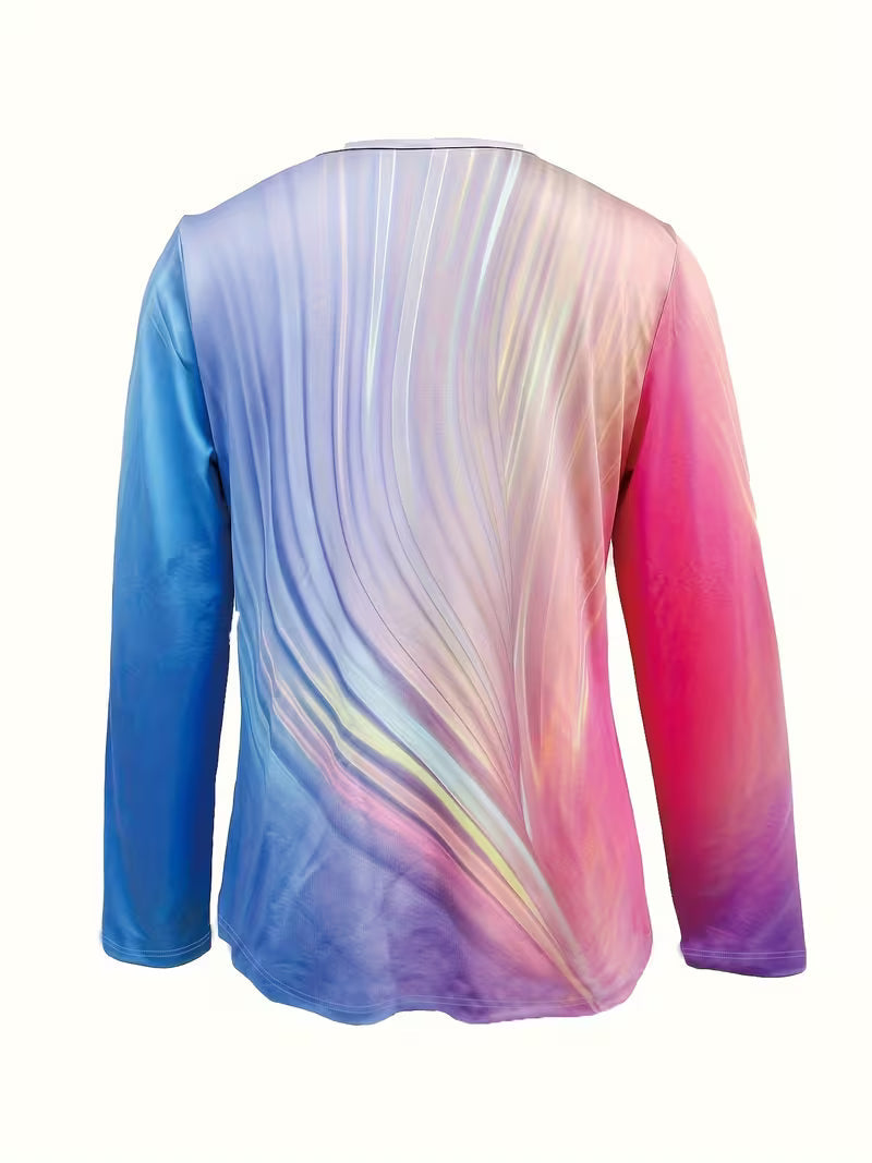 Filona - Top Con Cuello en V Y Efecto Tie-dye Degradado