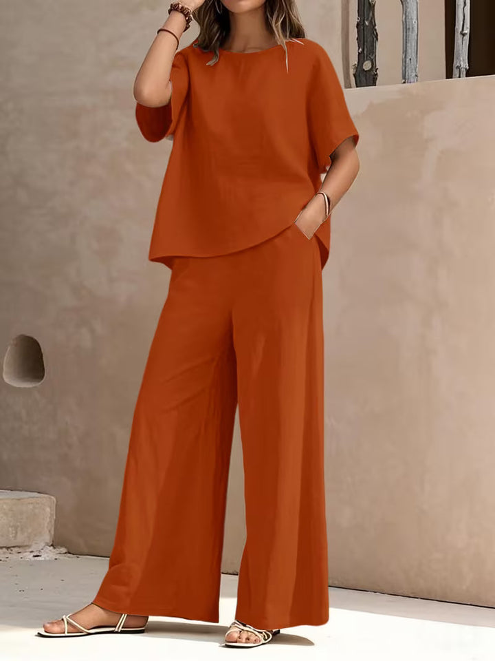Josy - Conjunto de Camiseta de Manga Corta y Pantalón de Pierna Ancha