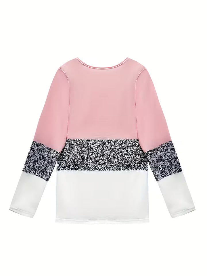 Jullie - Camiseta De Manga Larga Con Panel Brillante en Bloques De Color