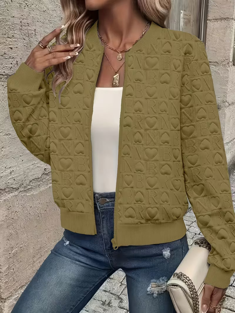 Lojina - Chaqueta Con Cremallera Y Diseño De Corazones en Relieve