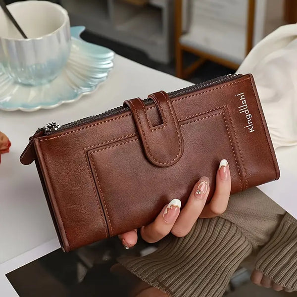 Hinina - Cartera De Piel Con Doble Cremallera