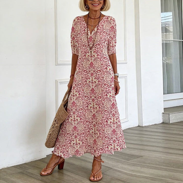 Zarmina - Elegante Vestido Largo Con Estampado Boho