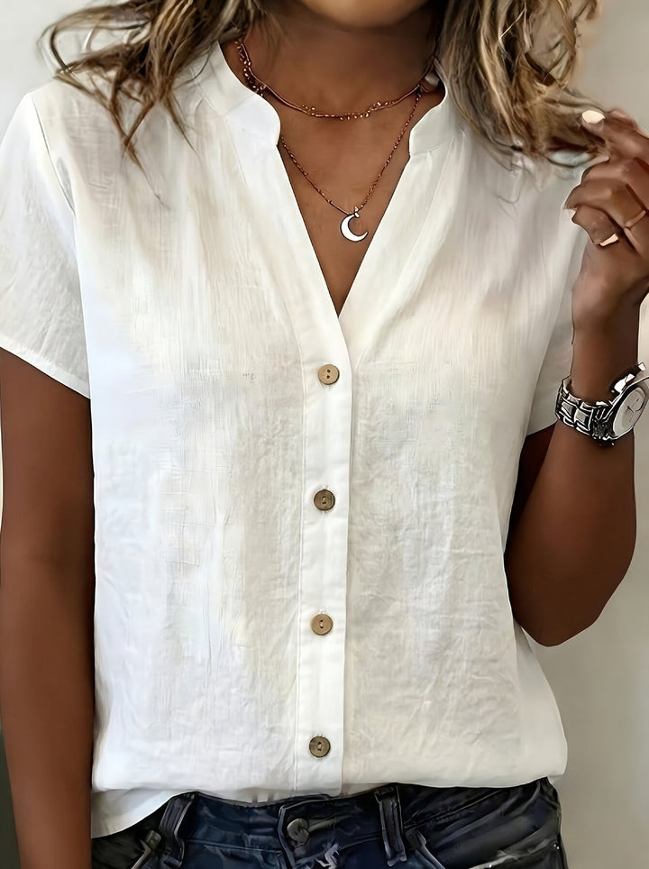 Salish - Blusa De Manga Corta Con Botones