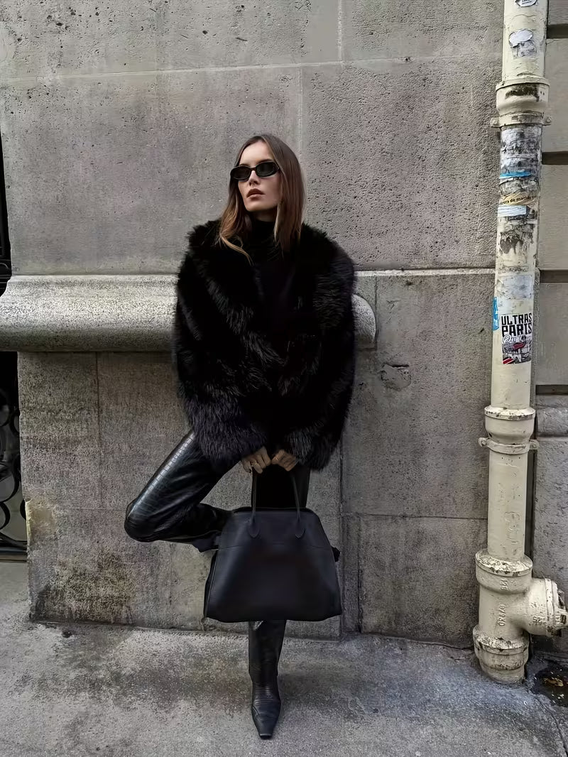 Jorida - Chaqueta Corta Oversize De Pelo Sintético Con Solapas