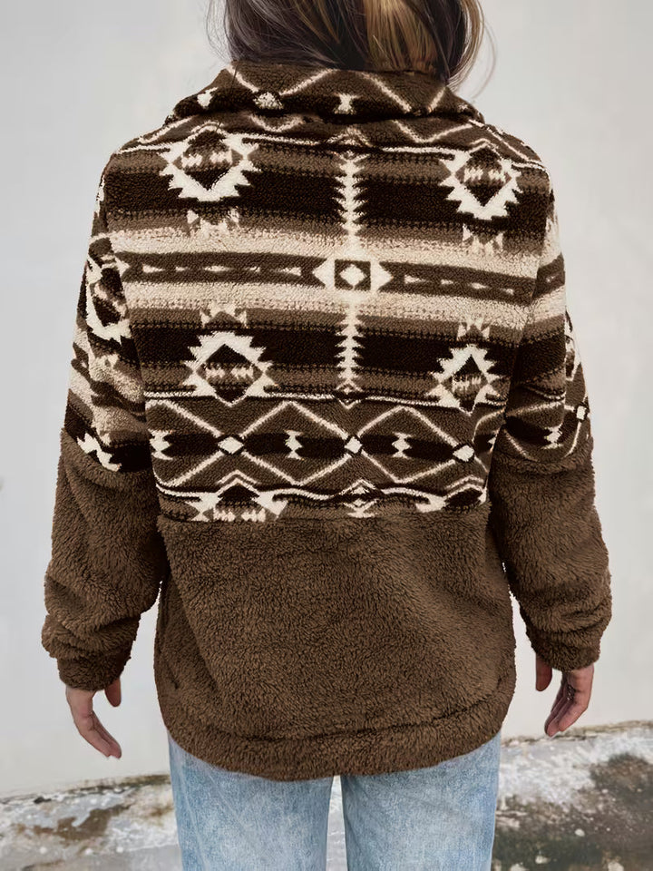Limina - Sudadera De Felpa Con Estampado Geométrico Y Media Cremallera