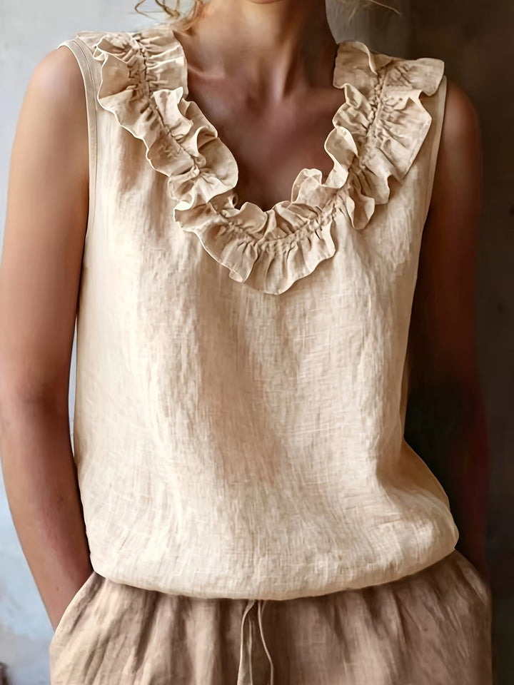 Safiya - Blusa Sin Mangas Con Cuello De Volantes