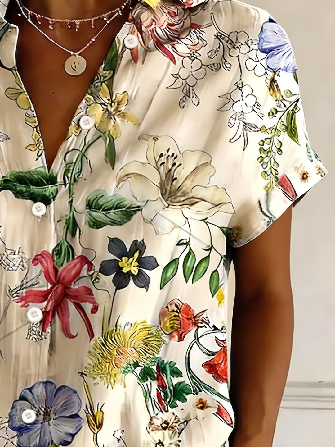 Nabilah - Camiseta Informal De Manga Corta Con Estampado Floral