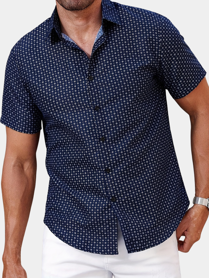 Orvian - Camisa De Manga Corta Con Estampado Geométrico Y Botones