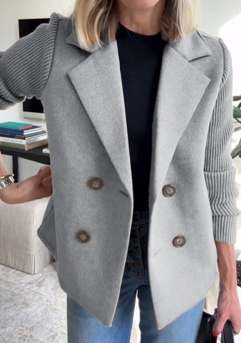 Nahide - Blazer Con Mangas Acanaladas y Cuello Con Solapas