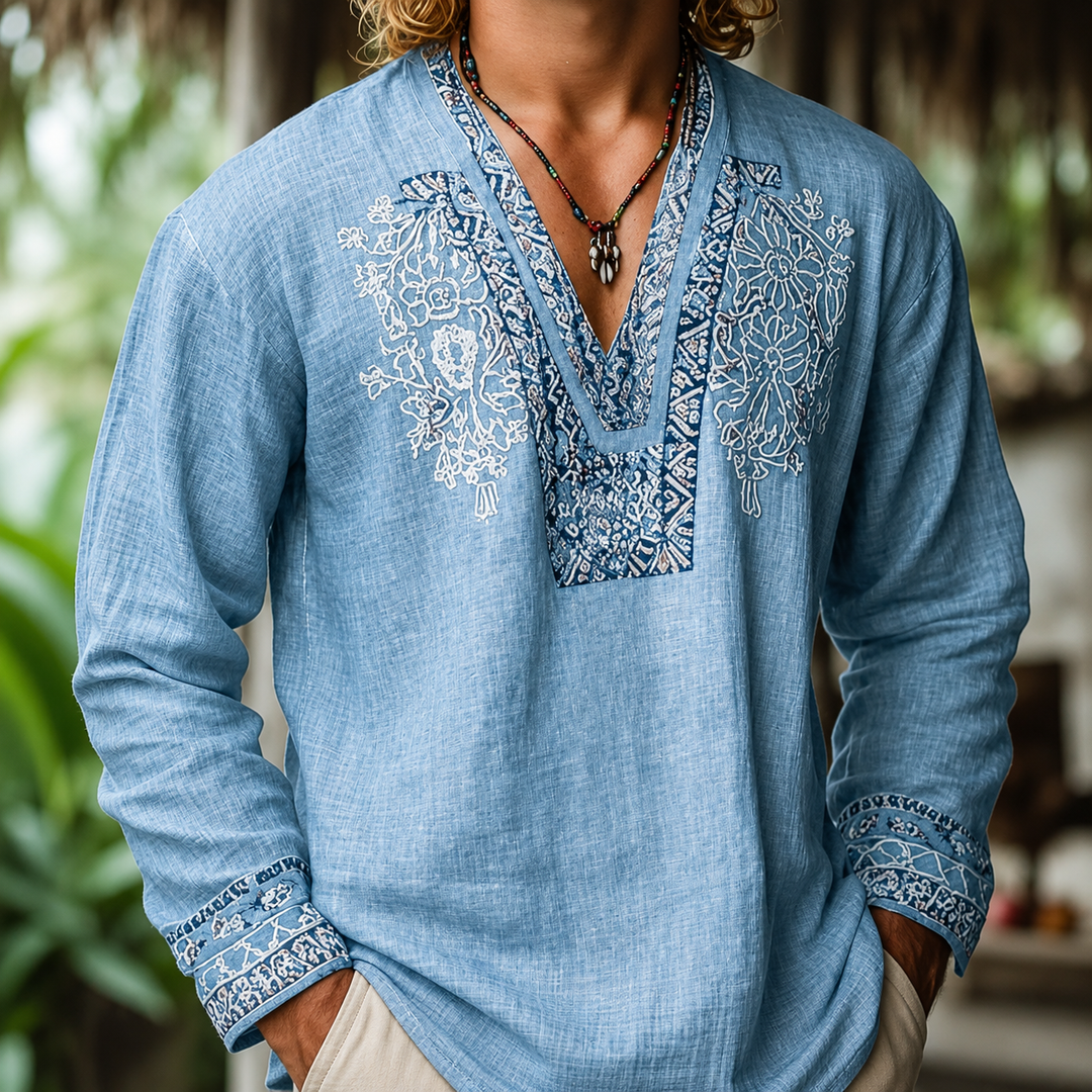 Tayson - Camisa De Verano Con Bordados De Estilo Bohemio