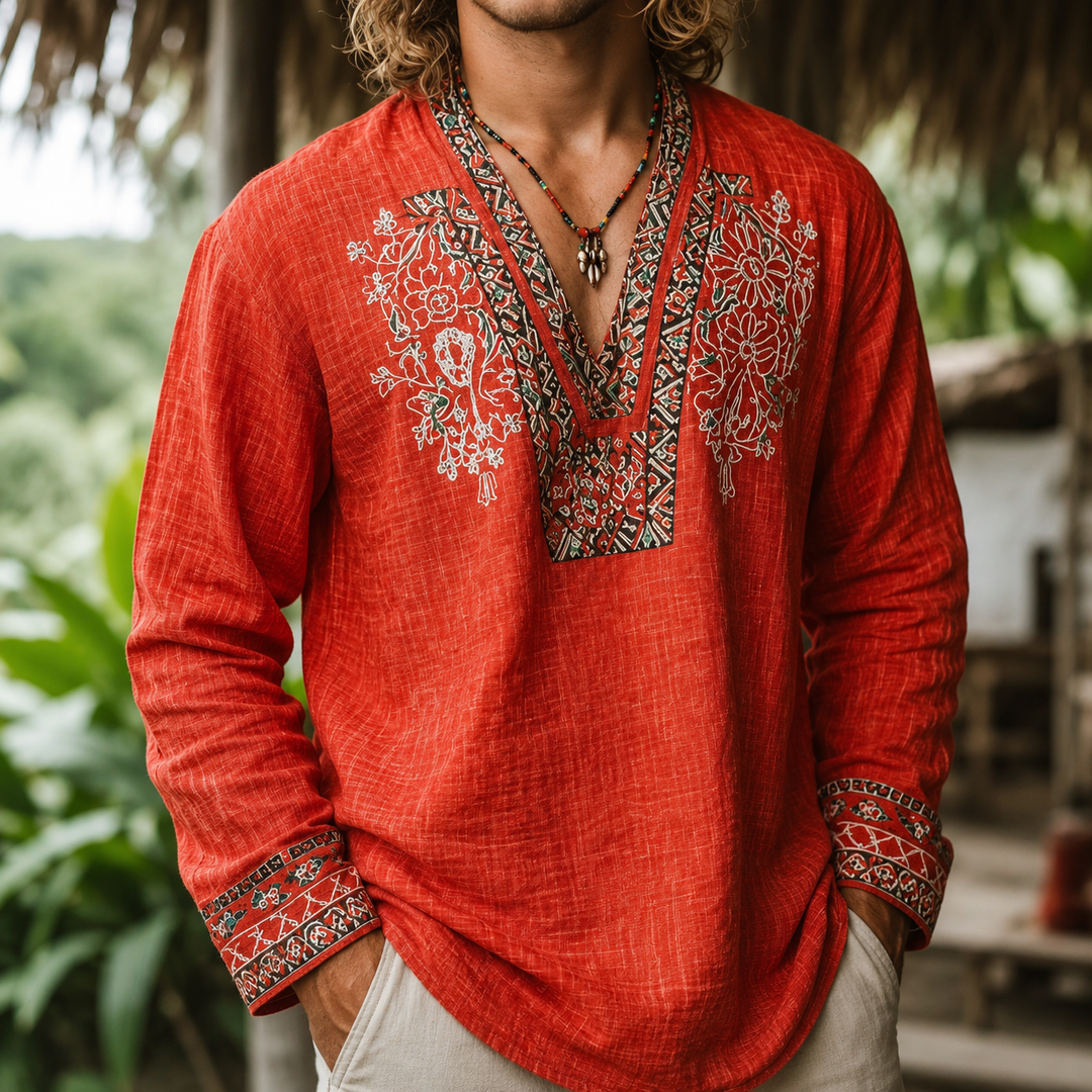 Tayson - Camisa De Verano Con Bordados De Estilo Bohemio