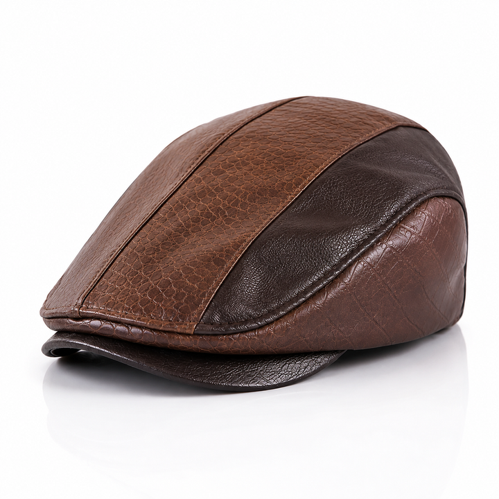 Crowncraft - Elegante Gorra Plana De Cuero