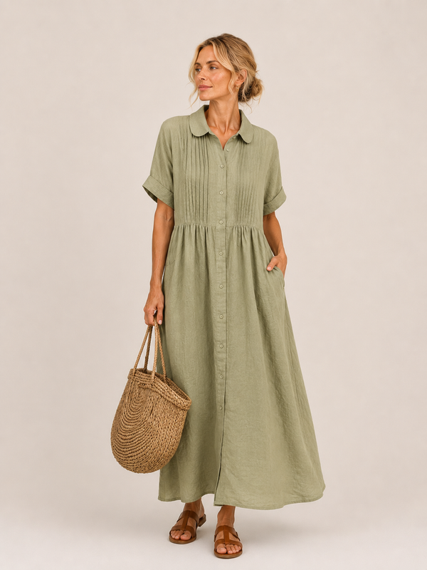 Anjali - Vestido Midi Tipo Camisa de Verano