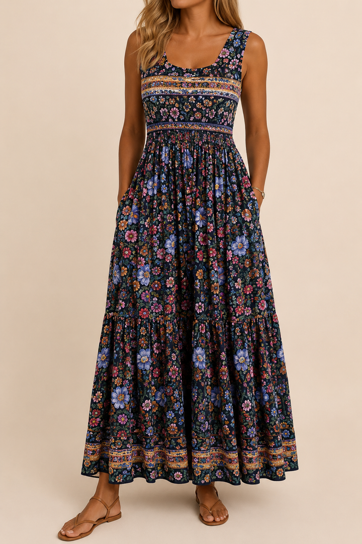 Raqual - Vestido Largo Con Estampado Floral y Bolsillos