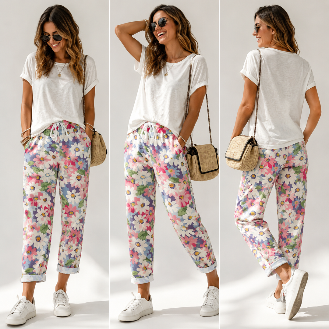 Leyza - Pantalones Ajustados Con Estampado Floral