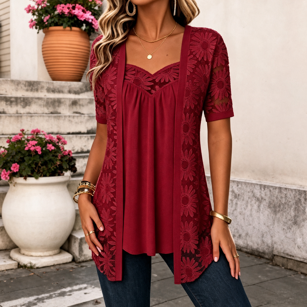Yahaira - Blusa Elegante De Manga Corta