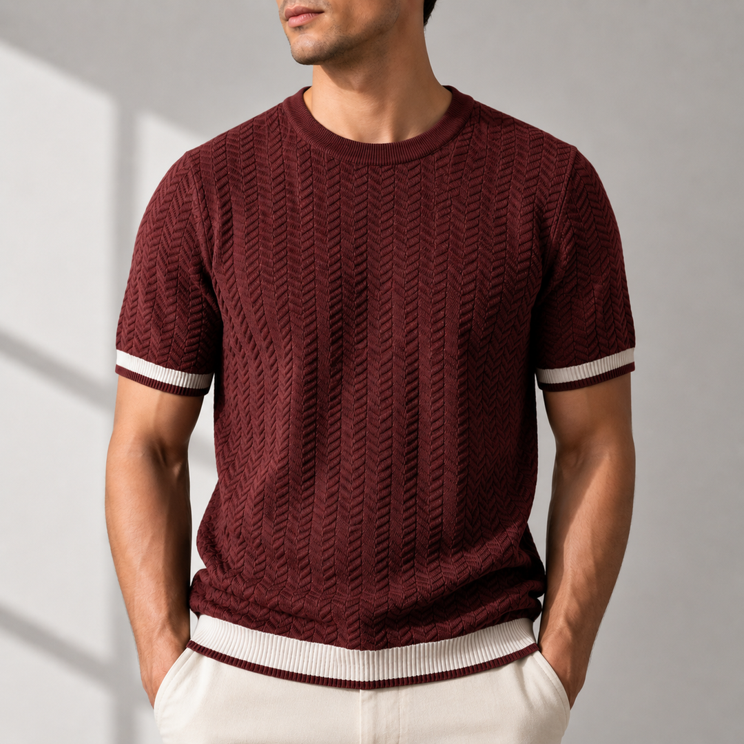 Reagan - Jersey de Punto Con Textura y Manga Corta