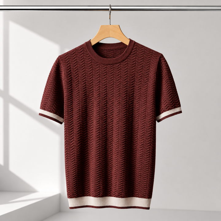 Reagan - Jersey de Punto Con Textura y Manga Corta