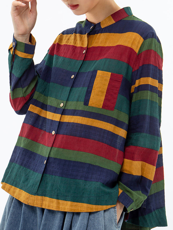 Aelina - Camisa De Manga Larga a Rayas