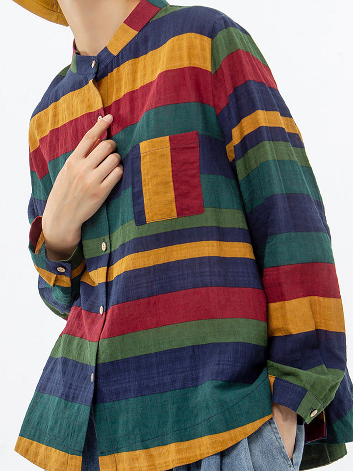 Aelina - Camisa De Manga Larga a Rayas