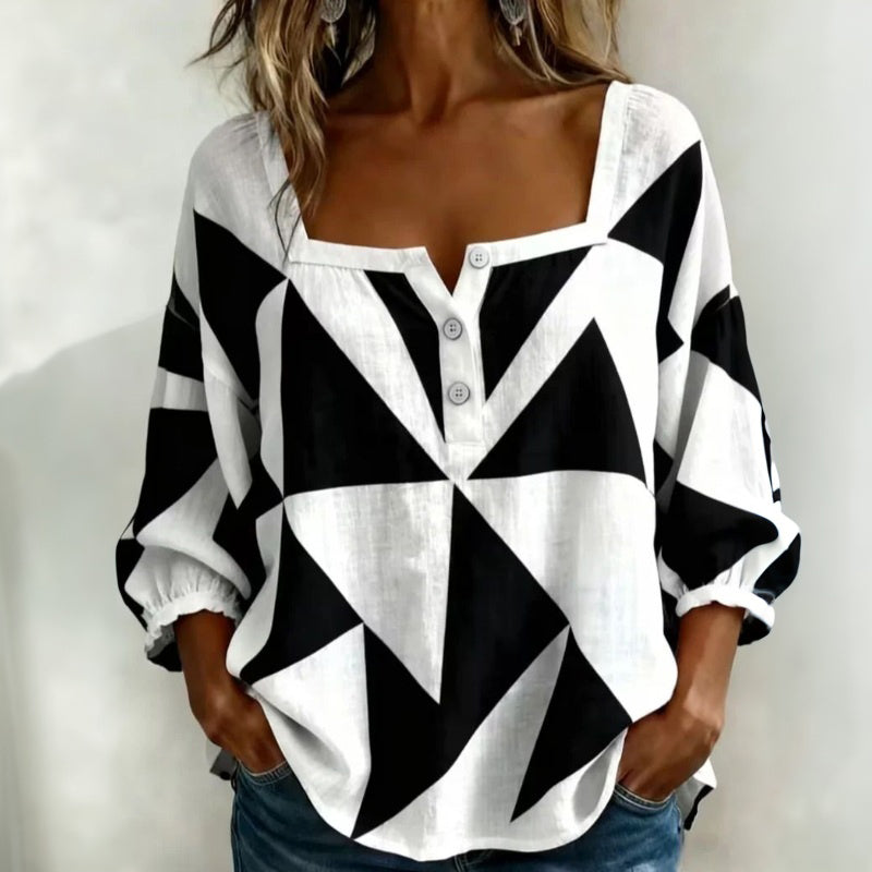 Mayuri  - Blusa Informal con Estampado Geométrico