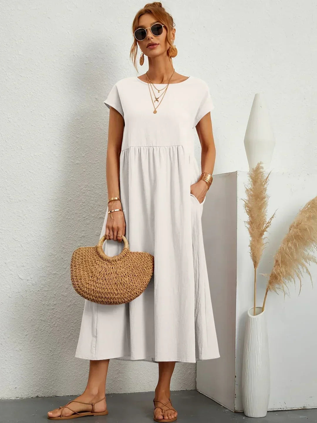 Neila - Vestido Largo Oversize Con Bolsillo