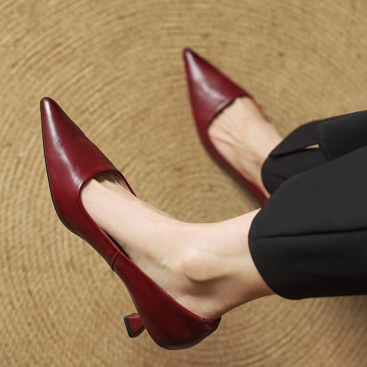Samra - Zapatos de Tacón de Piel Auténtica