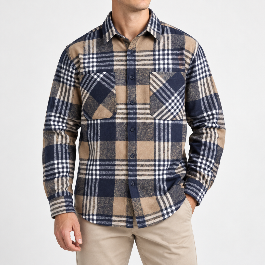 Joman - Camisa De Manga Larga a Cuadros Con Botones