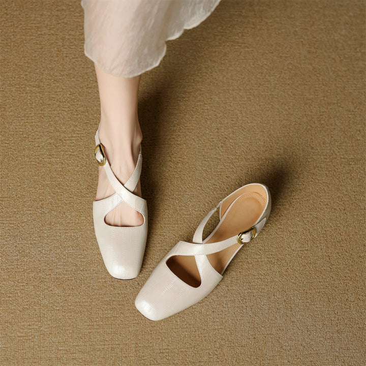 Malena - Zapatos De Cuero Con Tiras Cruzadas