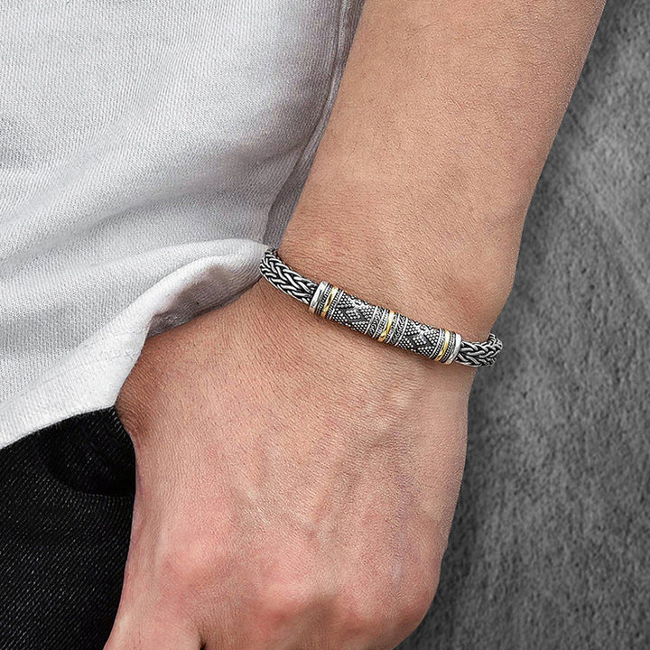 Jalair - Pulsera De Acero Inoxidable Con Grabado En Forma De Cuerda