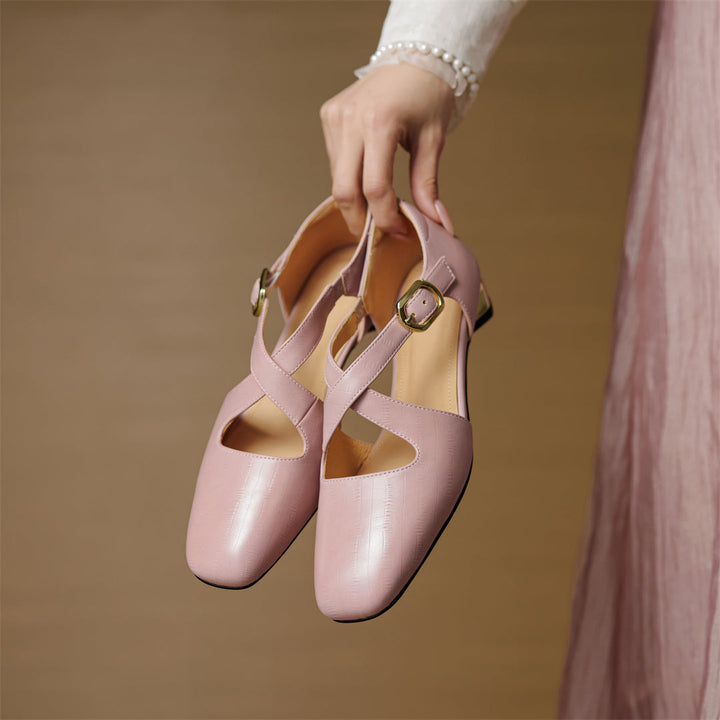 Malena - Zapatos De Cuero Con Tiras Cruzadas